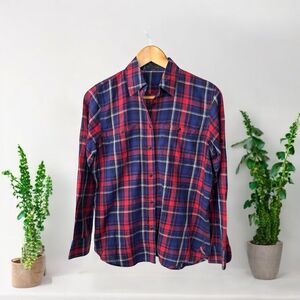 Ralph Lauren Red and Blue Casual Button Down Shirt preppy plaid size XS